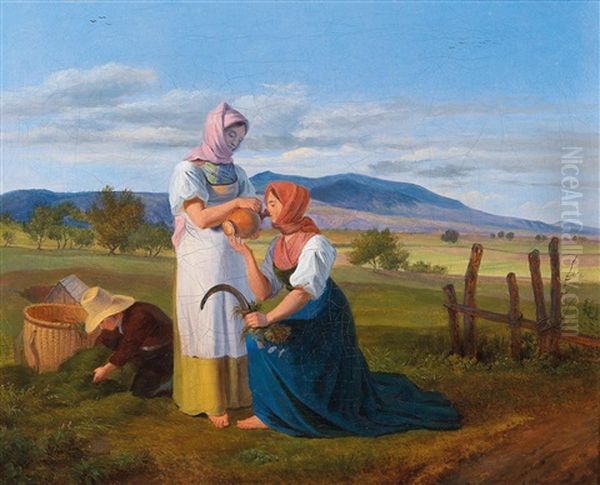 A Refreshing Mouthful Oil Painting by Friedrich Philipp Reinhold