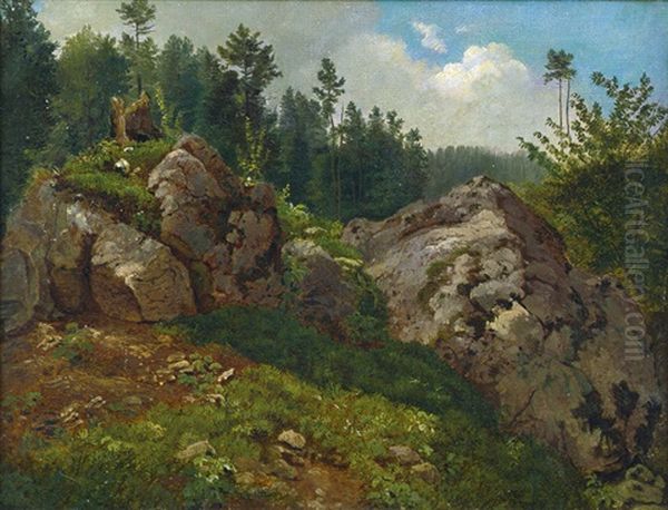Waldlandschaft Mit Felsblocken Oil Painting by Friedrich Philipp Reinhold