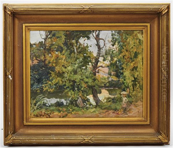 Paisagem Com Figura Oil Painting by Carlos Reis