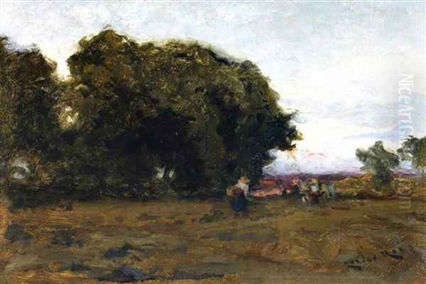 Paisagem Com Camponesa Oil Painting by Carlos Reis
