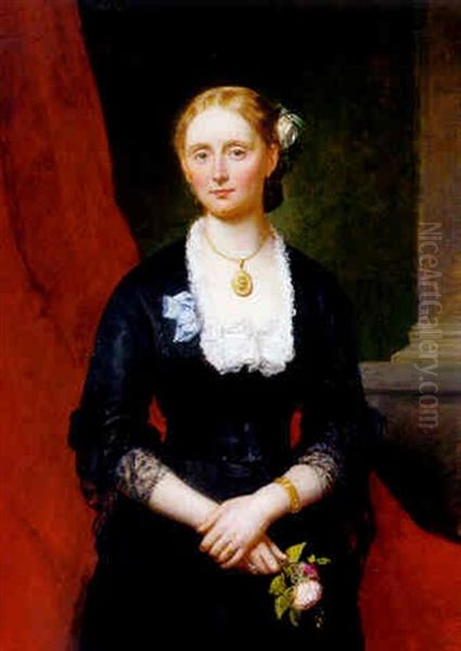 Portrait Einer Jungen Eleganten Frau Mit Blondem Haar Oil Painting by Johann Baptist Reiter