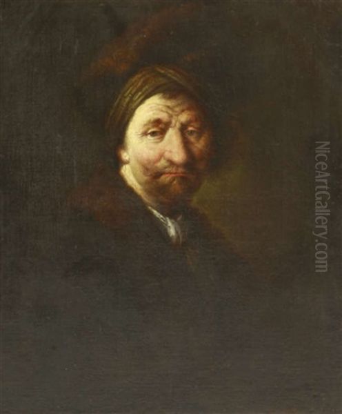 Portrait Of A Man, Half Length, In A Fur Hat Oil Painting by Harmenszoon van Rijn Rembrandt