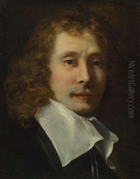 Portrait Of A Gentleman, Bust-length, In Black With A White Collar Oil Painting by Harmenszoon van Rijn Rembrandt