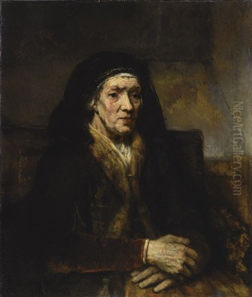 Portrait Of A Seated Woman With Her Hands Clasped Oil Painting by Harmenszoon van Rijn Rembrandt