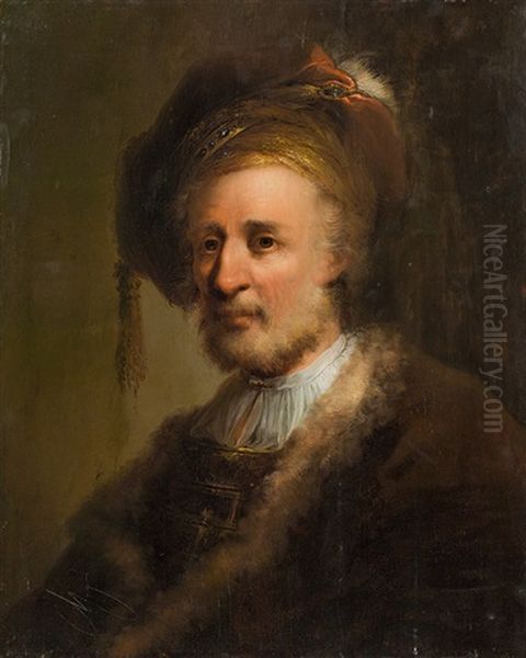 Portrait Of A Gentleman In Oriental Robes Oil Painting by Harmenszoon van Rijn Rembrandt