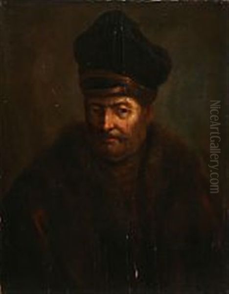 Portrait Of An Elderly Man Wearing A Fur-lined Coat And A Black Kolpak Oil Painting by Harmenszoon van Rijn Rembrandt