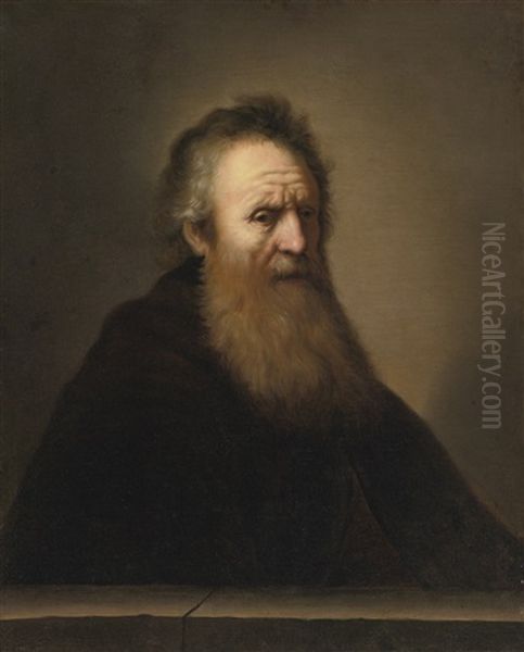 Portrait Of A Bearded Man, Bust Length, Before A Stone Ledge Oil Painting by Harmenszoon van Rijn Rembrandt