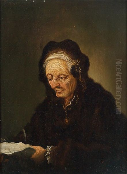 Eine Lesende Alte Frau Oil Painting by Harmenszoon van Rijn Rembrandt