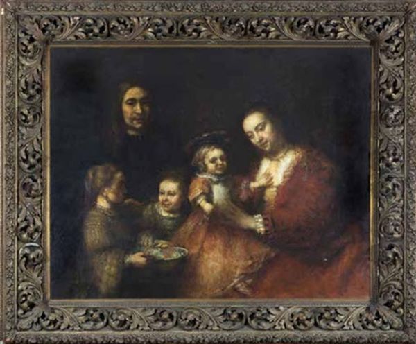 Family Group, In Elegant Attire Oil Painting by Harmenszoon van Rijn Rembrandt