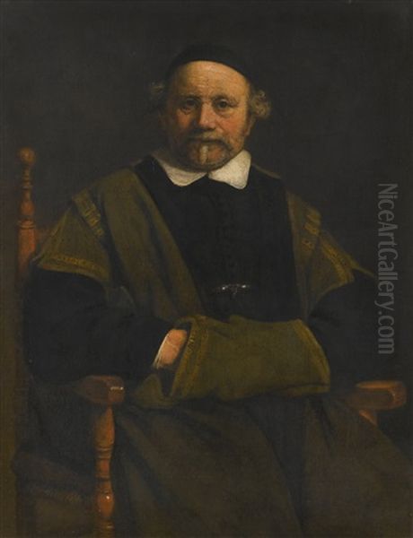 Portrait Of A Man, Seated, Three-quarter Length, Possibly The Schoolmaster And Calligrapher Lieven Willemsz. Van Coppenol Oil Painting by Harmenszoon van Rijn Rembrandt