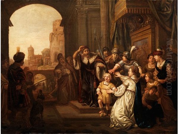 Das Kind Moses Tritt Auf Die Krone Des Pharaos Oil Painting by Harmenszoon van Rijn Rembrandt