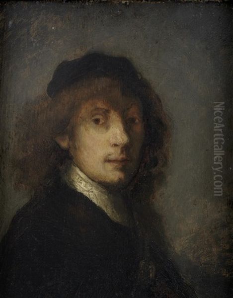 Portrait Of A Man, Bust-length, In A Black Coat And Hat Oil Painting by Harmenszoon van Rijn Rembrandt