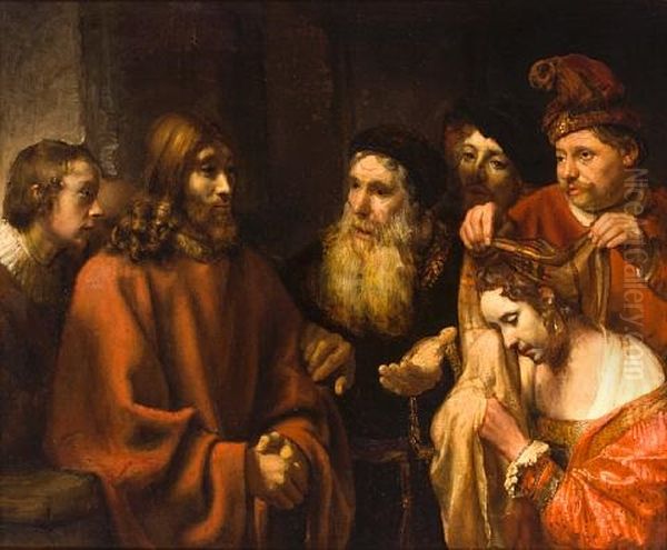 Christ And The Woman Taken Into Adultery Oil Painting by Harmenszoon van Rijn Rembrandt