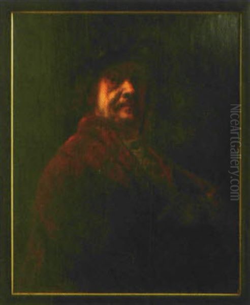Selbstbildnis In Pelzrock (copy By M. Brehmer) Oil Painting by Harmenszoon van Rijn Rembrandt