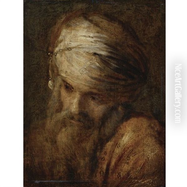 Portrait Of A Man In A Turban Oil Painting by Harmenszoon van Rijn Rembrandt