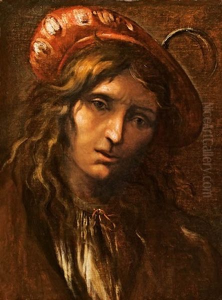 Mann Mit Barrett (cartouche, Jean Louis Dominique Bourguignon ?) Oil Painting by Harmenszoon van Rijn Rembrandt