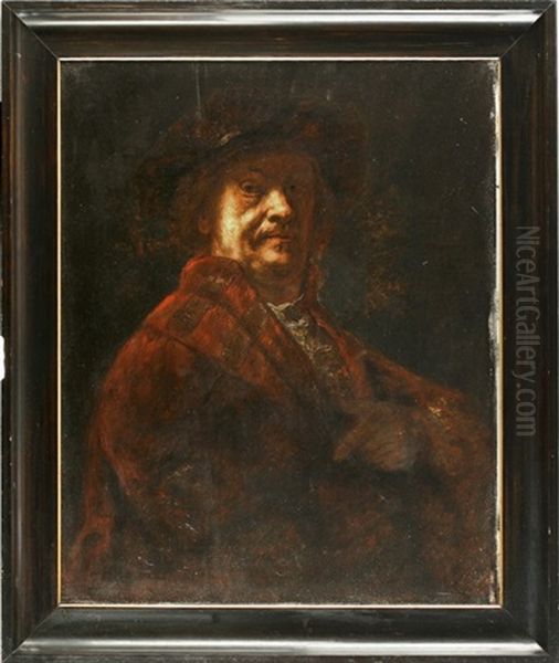 Rembrandts Selbstportrait (by M. Brehmer) Oil Painting by Harmenszoon van Rijn Rembrandt