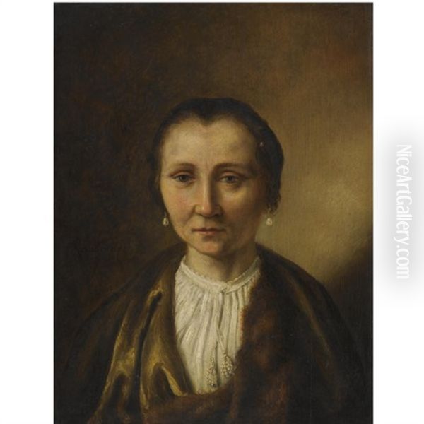 Portrait Of An Elderly Lady Head And Shoulders Oil Painting by Harmenszoon van Rijn Rembrandt