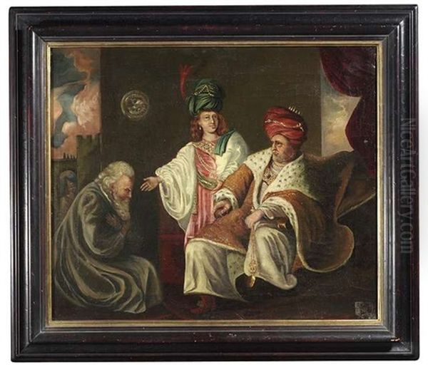 Joseph Stellt Seinem Vater Dem Pharao Vor. Bezeichnungen Und Datierung Oil Painting by Harmenszoon van Rijn Rembrandt