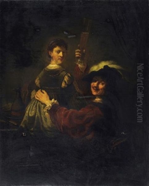 Selbstportrat Mit Saskia Oil Painting by Harmenszoon van Rijn Rembrandt