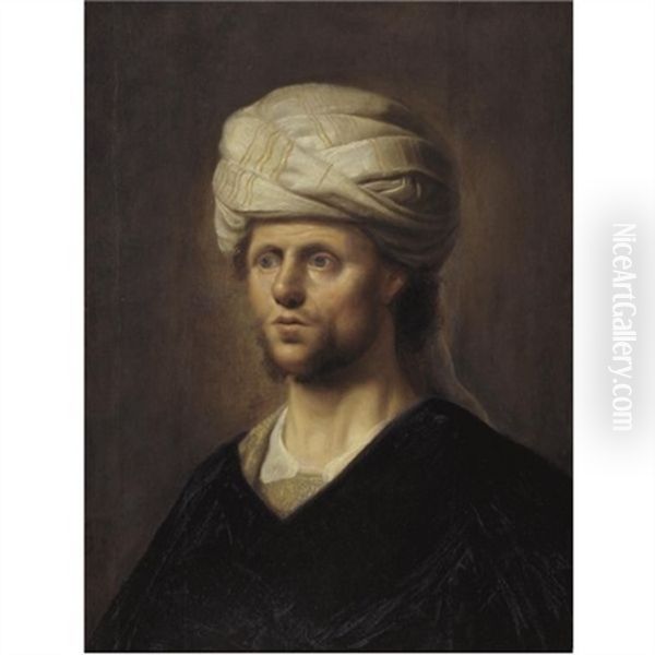 Portrait Of A Man In A Turban Oil Painting by Harmenszoon van Rijn Rembrandt
