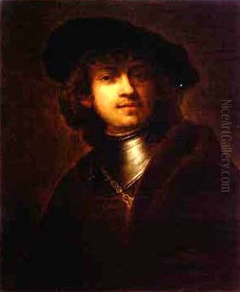 Self Portrait As A Young Man Oil Painting by Harmenszoon van Rijn Rembrandt