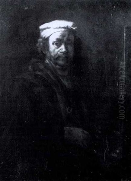 Self-portrait At The Easel Oil Painting by Harmenszoon van Rijn Rembrandt