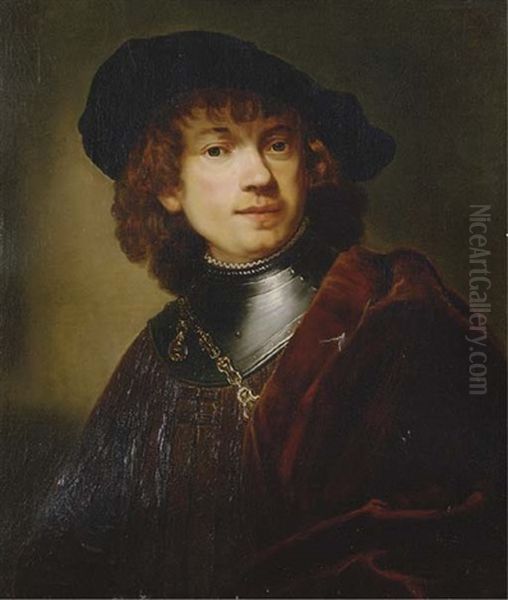 Self Portrait As A Young Man Oil Painting by Harmenszoon van Rijn Rembrandt