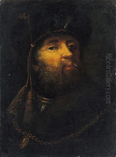 Bildnis Eines Kriegers Im Harnisch Mit Einer Goldenen Kette Mit Medaillon Oil Painting by Harmenszoon van Rijn Rembrandt