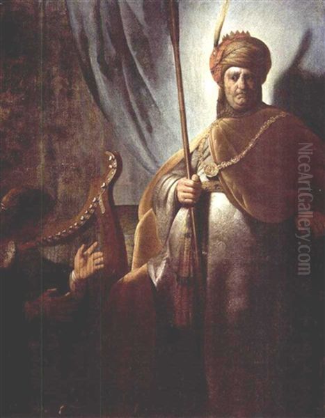 David Playing The Harp Before Saul Oil Painting by Harmenszoon van Rijn Rembrandt