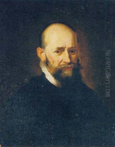 Portrait Of A Gentleman In A Black Costume Oil Painting by Harmenszoon van Rijn Rembrandt