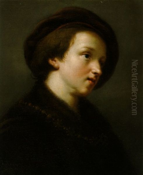 Bildnis Eines Knaben Mit Barett Und Einer Goldenen Kette Oil Painting by Harmenszoon van Rijn Rembrandt