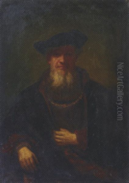 An Old Man In A Fur-lined Coat Oil Painting by Harmenszoon van Rijn Rembrandt