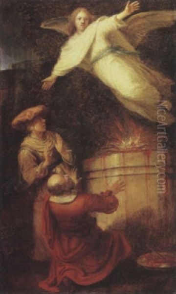 The Sacrifice Of Manoah Oil Painting by Harmenszoon van Rijn Rembrandt