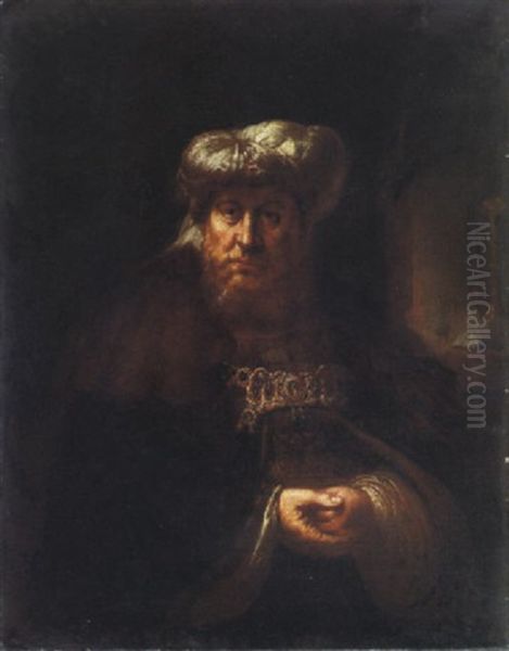 Ein Rabinner, Meisterliche, Zeitgenossische Wiederholung Oil Painting by Harmenszoon van Rijn Rembrandt