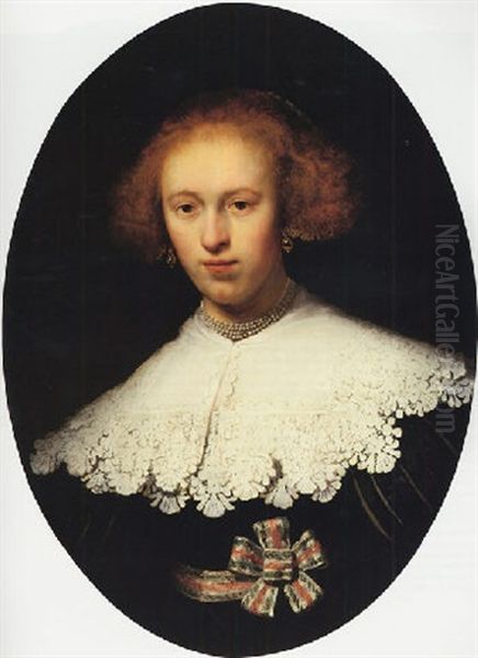 A Portrait Of A Young Woman, (oepjen Coppit?) Oil Painting by Harmenszoon van Rijn Rembrandt