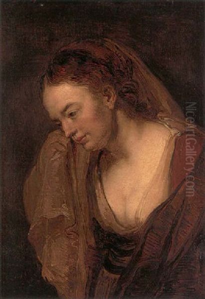Portrait Of A Young Woman Wiping Her Tears Oil Painting by Harmenszoon van Rijn Rembrandt
