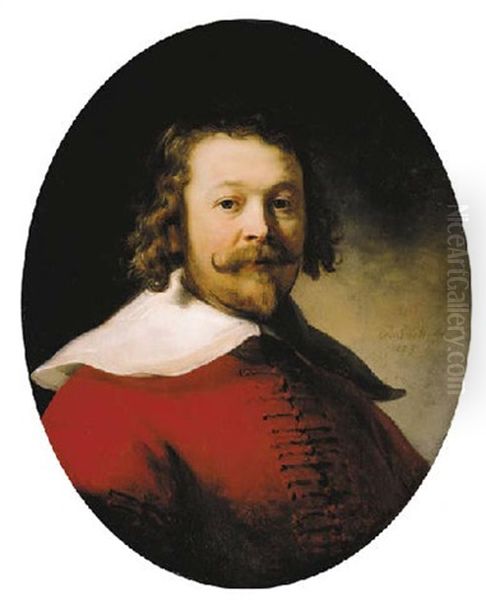 Portrait Of A Bearded Man In A Red Doublet Oil Painting by Harmenszoon van Rijn Rembrandt