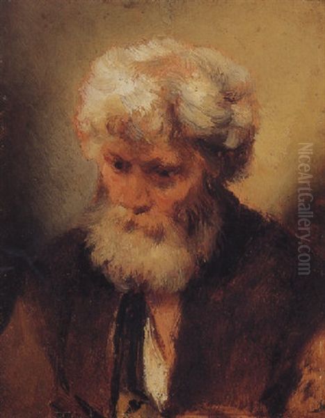 Head Of A Bearded Old Man Oil Painting by Harmenszoon van Rijn Rembrandt
