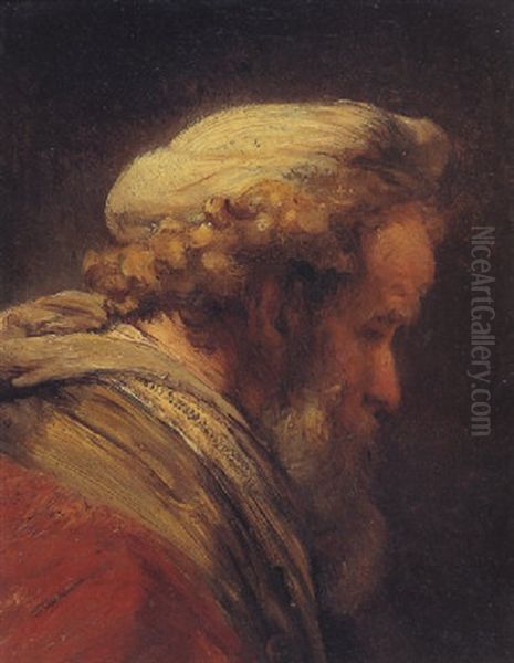 Head Of An Old Man Oil Painting by Harmenszoon van Rijn Rembrandt