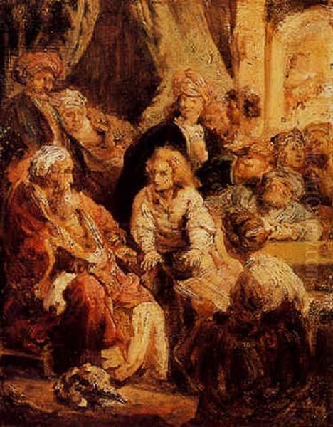 Christ Amongst The Scribes Oil Painting by Harmenszoon van Rijn Rembrandt