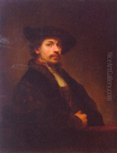 Portrait Of The Artist In A Black Hat Oil Painting by Harmenszoon van Rijn Rembrandt