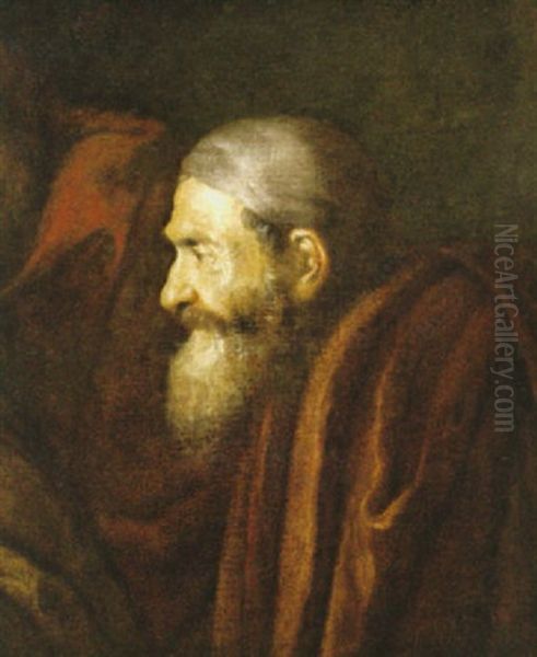 Portratt Av Rabbin Oil Painting by Harmenszoon van Rijn Rembrandt