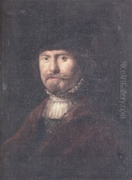 A Portrait Of A Merchant With A Brown Cloak Oil Painting by Harmenszoon van Rijn Rembrandt