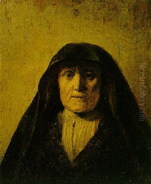 Portrait Head Of An Old Woman, Called Rembrandt's Mother Oil Painting by Harmenszoon van Rijn Rembrandt