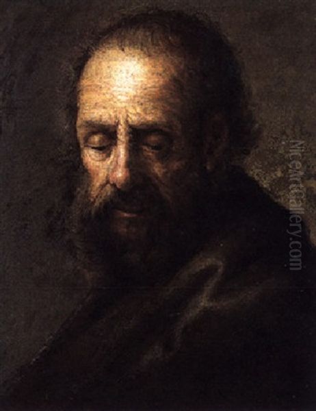 Head Of An Elderly Man Oil Painting by Harmenszoon van Rijn Rembrandt