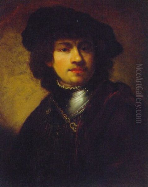 Portrait Of The Artist, In A Black Cap Oil Painting by Harmenszoon van Rijn Rembrandt