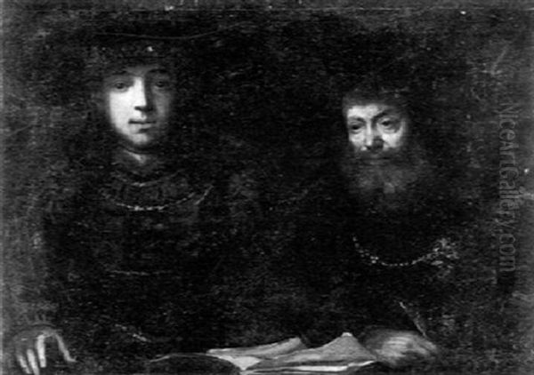Two Men Oil Painting by Harmenszoon van Rijn Rembrandt