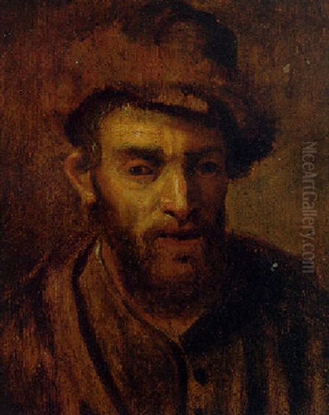 A Peasant Man In A Fur Hat Oil Painting by Harmenszoon van Rijn Rembrandt