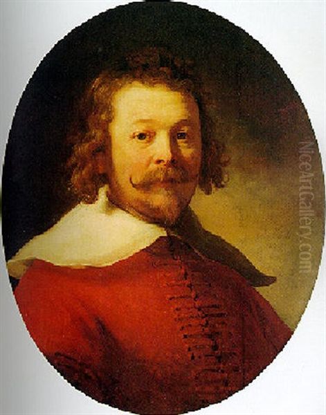 Portrait Of A Bearded Man In A Red Coat Oil Painting by Harmenszoon van Rijn Rembrandt
